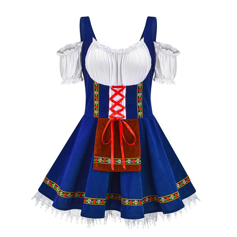 Традиционное баварское платье Dirndl с открытыми плечами Фестивальный костюм